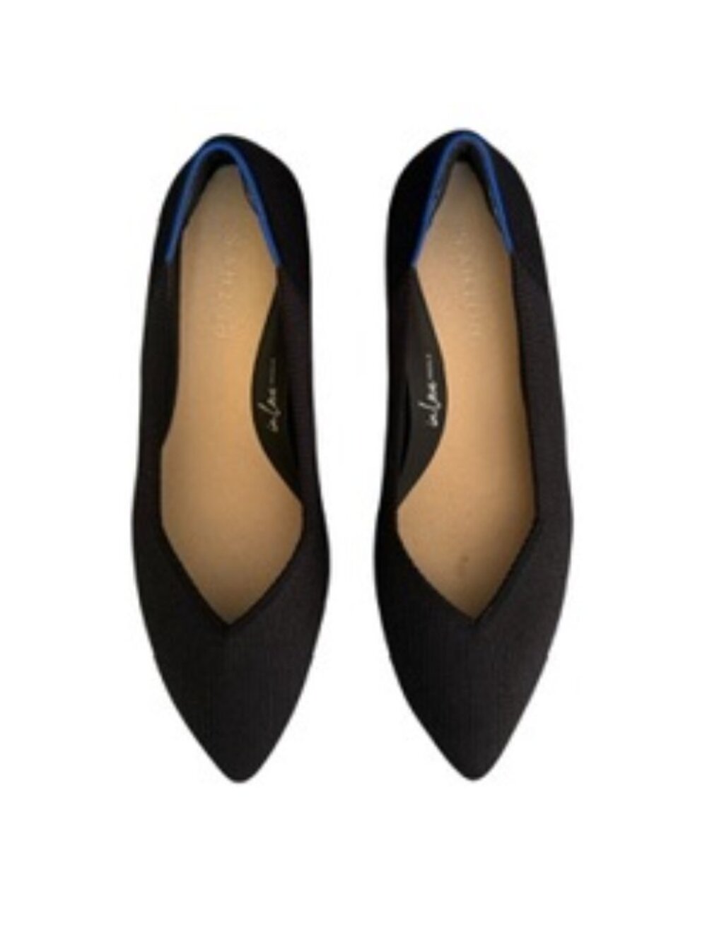 Rothy's Black The Point II Knit Flats Pointed Toe Washable Size 7.5 Excellent